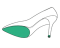 Sostituzione di tacchi e suole in gomma per décolleté con lavorazione artigianale per ripristinare comfort, stabilità ed eleganza.